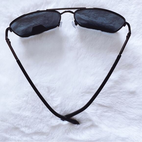 Tessa Black w/ Black Rims Rectangular Polarized Sunglasses - Picture 11 of 14